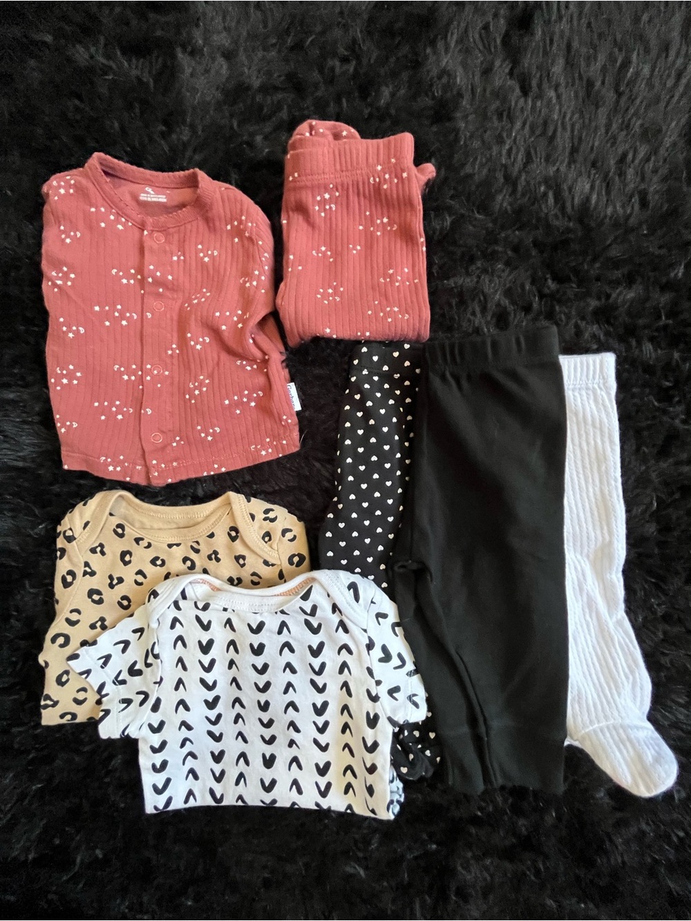 COTTON 0-3 Month BLACK WHITE Girl 7 Piece Bundle. Live Show Listing. $10 starts.